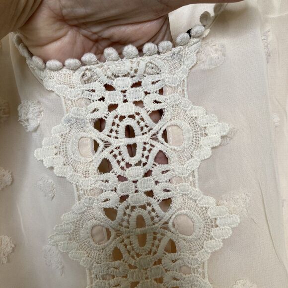 Lulus Lust or Love Embroidered Lace Long Sleeve Mini Dress Cream Size XL - Picture 11 of 14